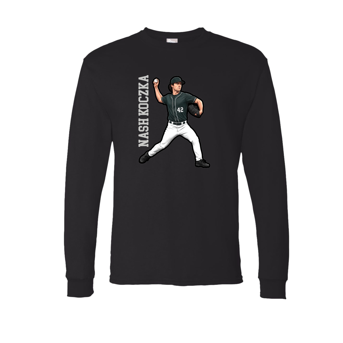 Long Sleeve Tee — Name Vertical in Black