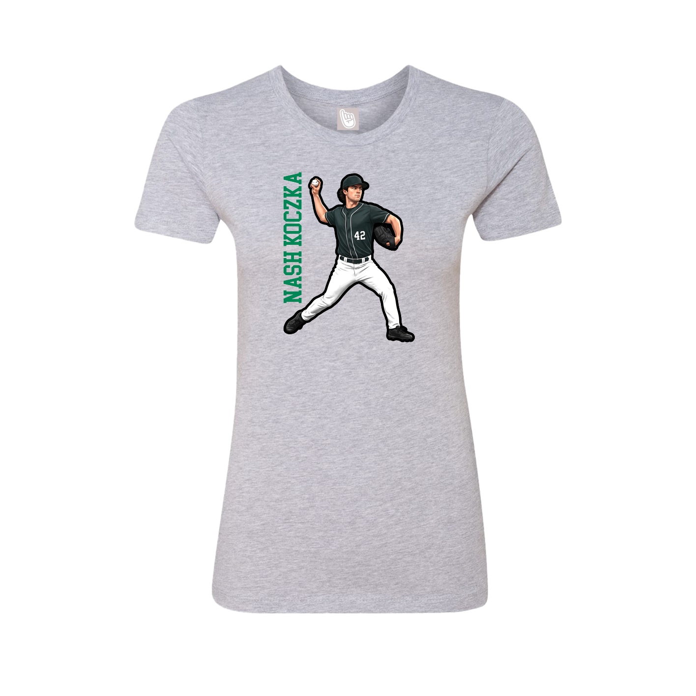 Fitted Women's Tee — Name Vertical in Grey
