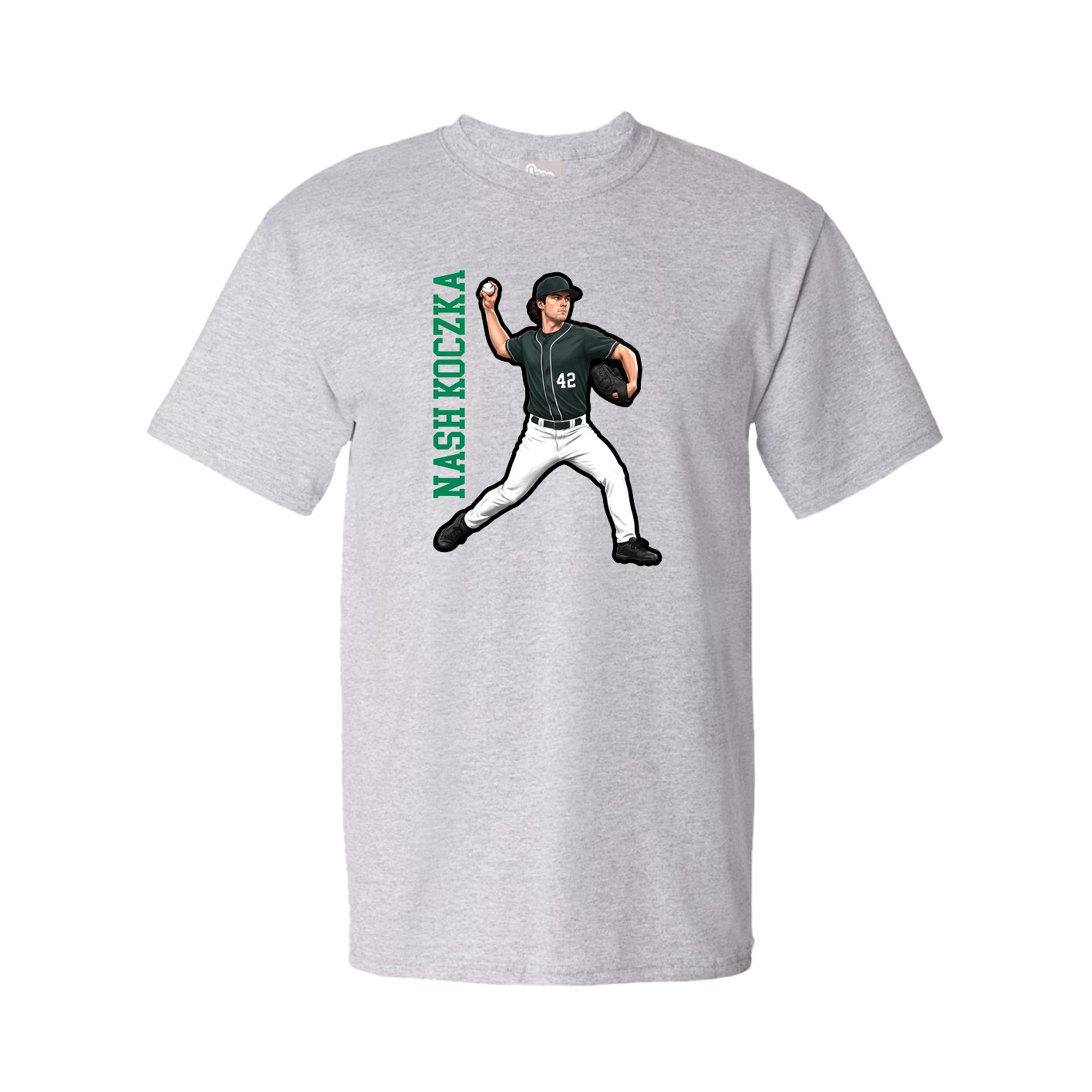 Youth Tee — Name Vertical in Grey