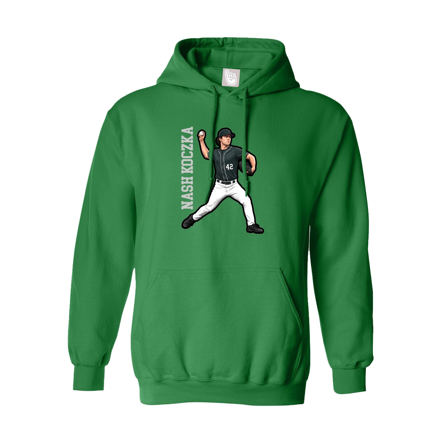 Youth Hoodie — Name Vertical in Green
