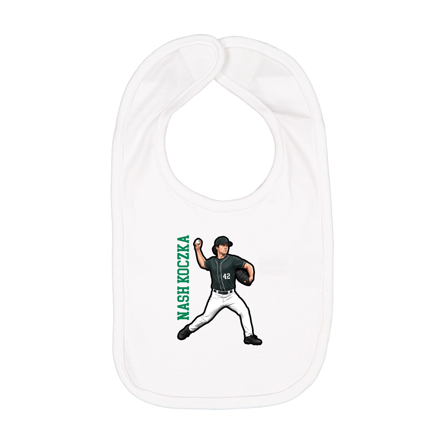 Infant Bib — Name Vertical in White