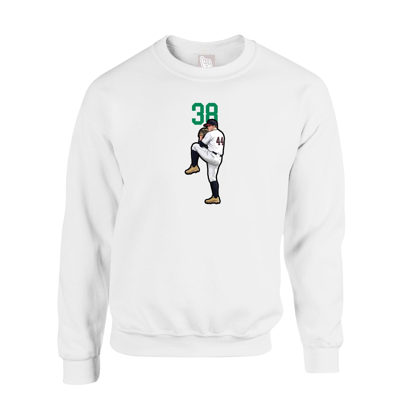 Fleece Crew — Number Top in White