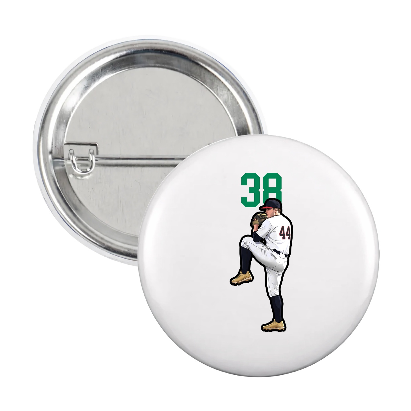 Game Day Button — Number Top in White