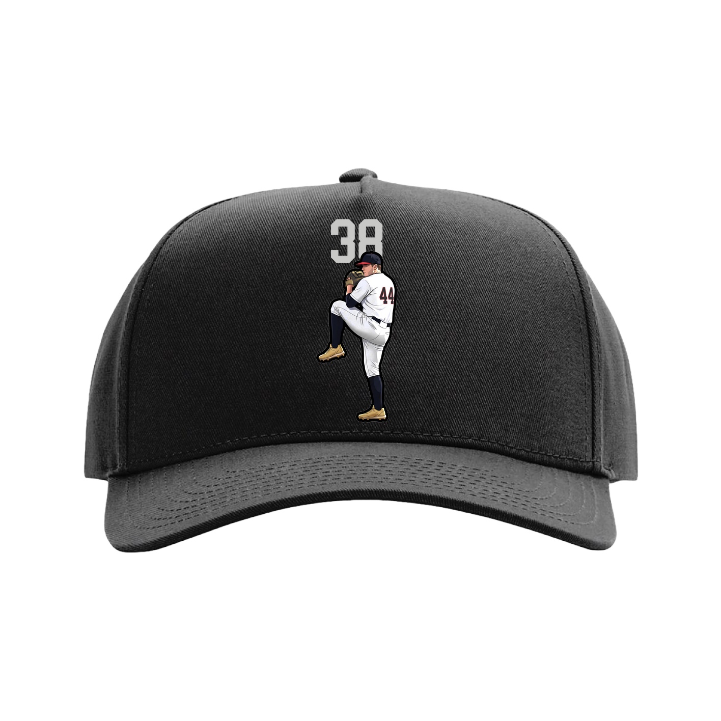 Full Fabric Five-Panel Champ Cap — Number Top in Black