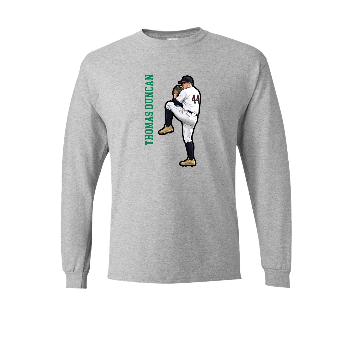 Long Sleeve Tee — Name Vertical in Grey