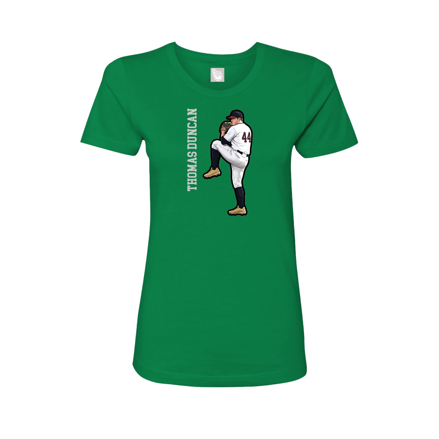 Fitted Women's Tee — Name Vertical in Green