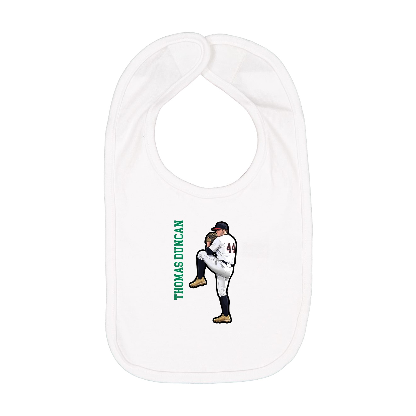 Infant Bib — Name Vertical in White