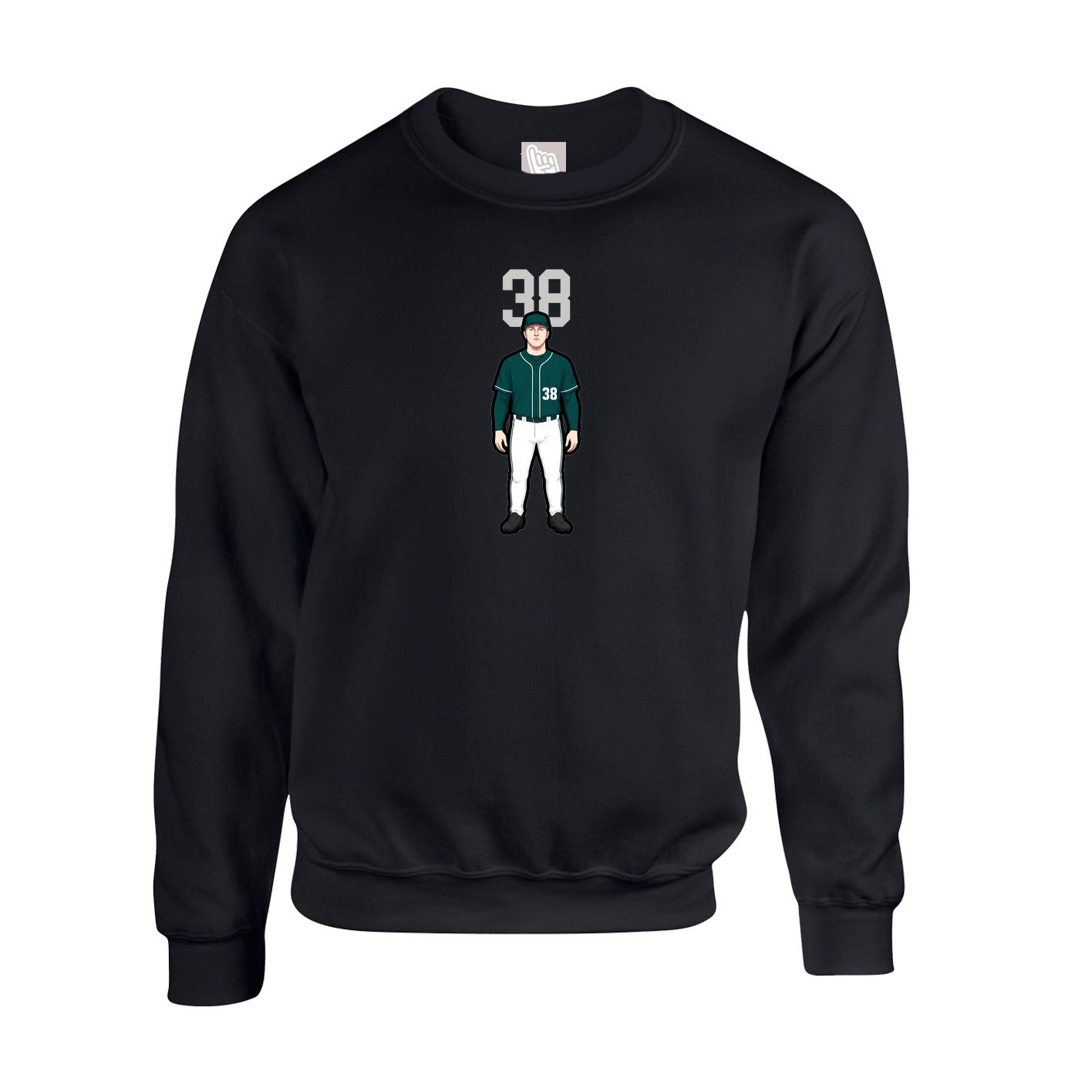 Fleece Crew — Number Top in Black