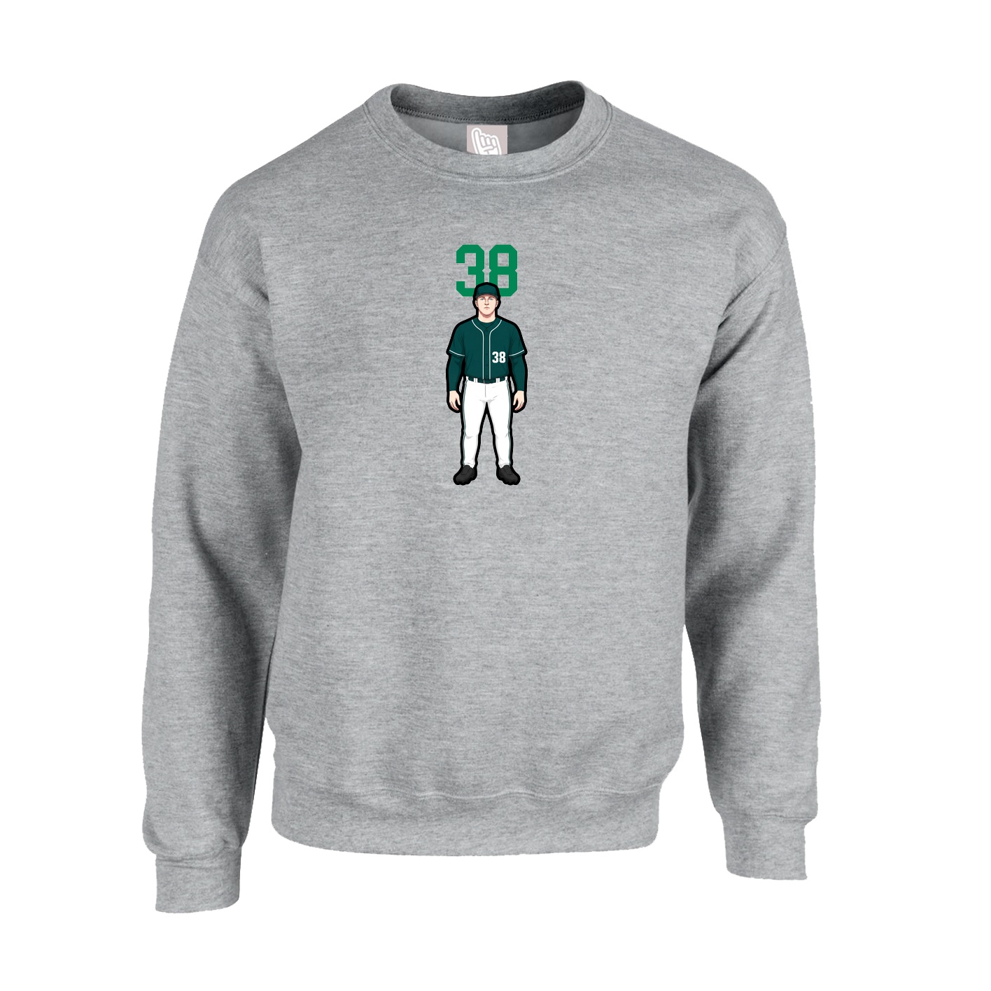Fleece Crew — Number Top in Grey