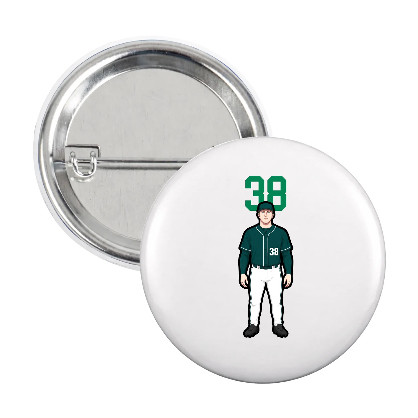 Game Day Button — Number Top in White