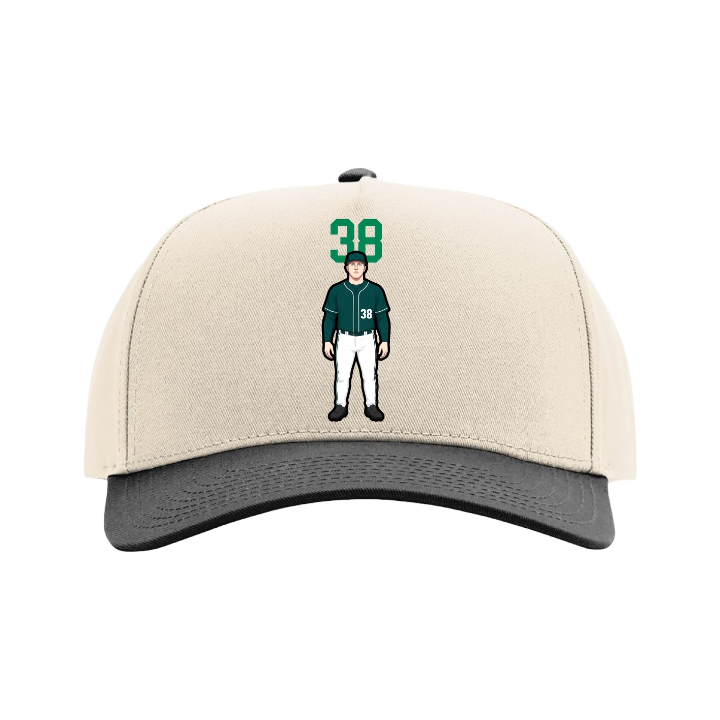 Full Fabric Five-Panel Champ Cap — Number Top in Cream/Black