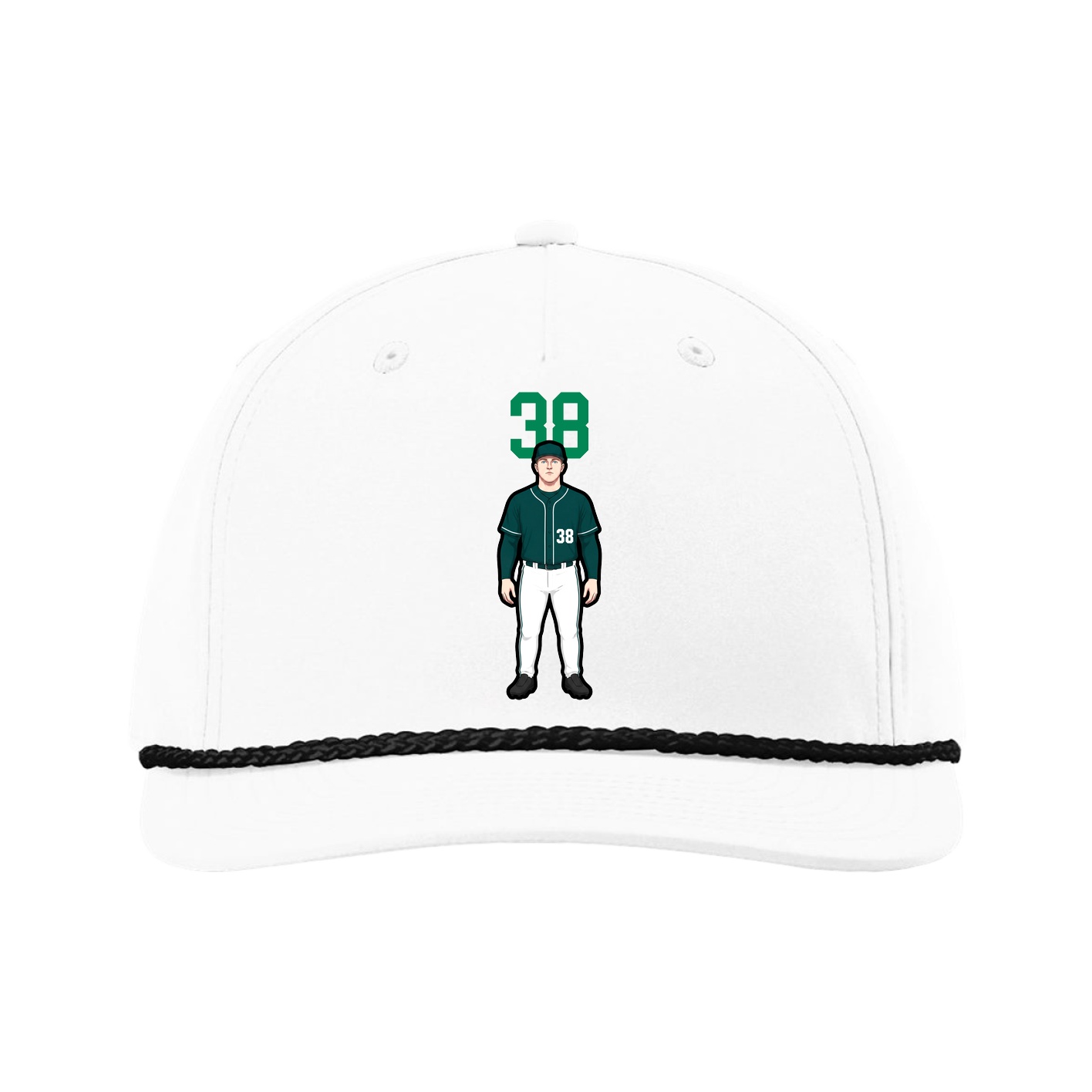Five-Panel Classic Rope Cap — Number Top in White