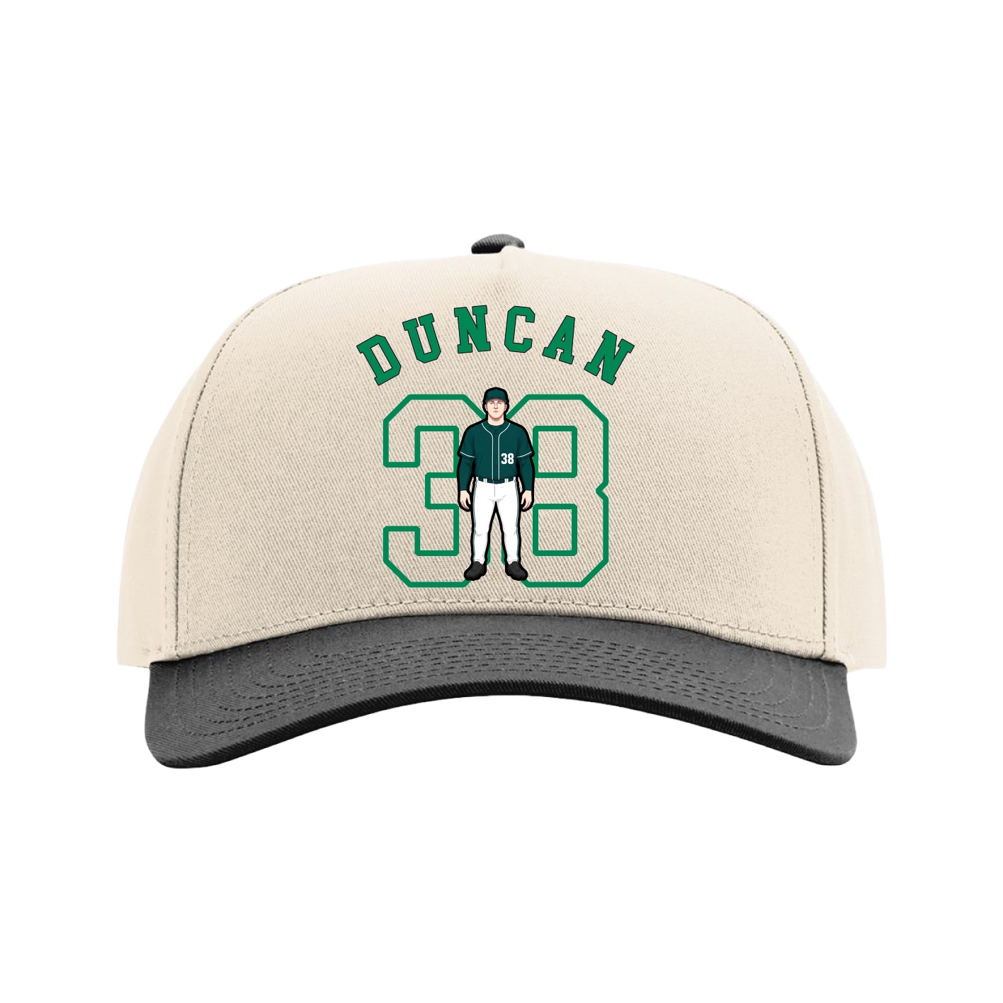 Full Fabric Five-Panel Champ Cap — Shirsey Arch in Cream/Black