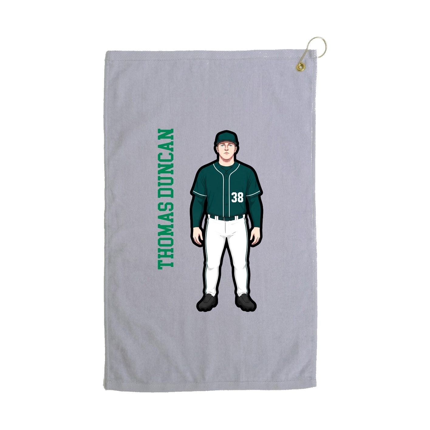 Golf Towel — Name Vertical in Grey