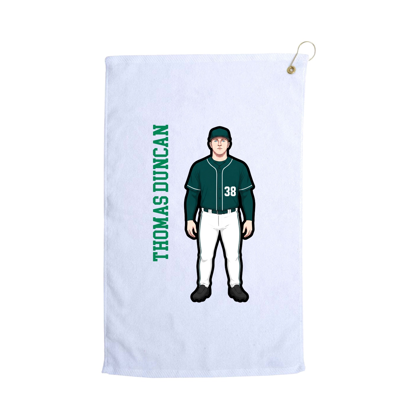 Golf Towel — Name Vertical in White