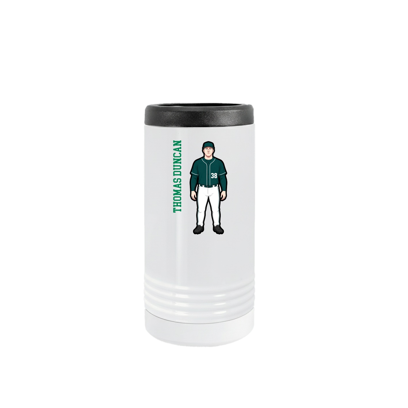 Slim Beverage Holder — Name Vertical in White