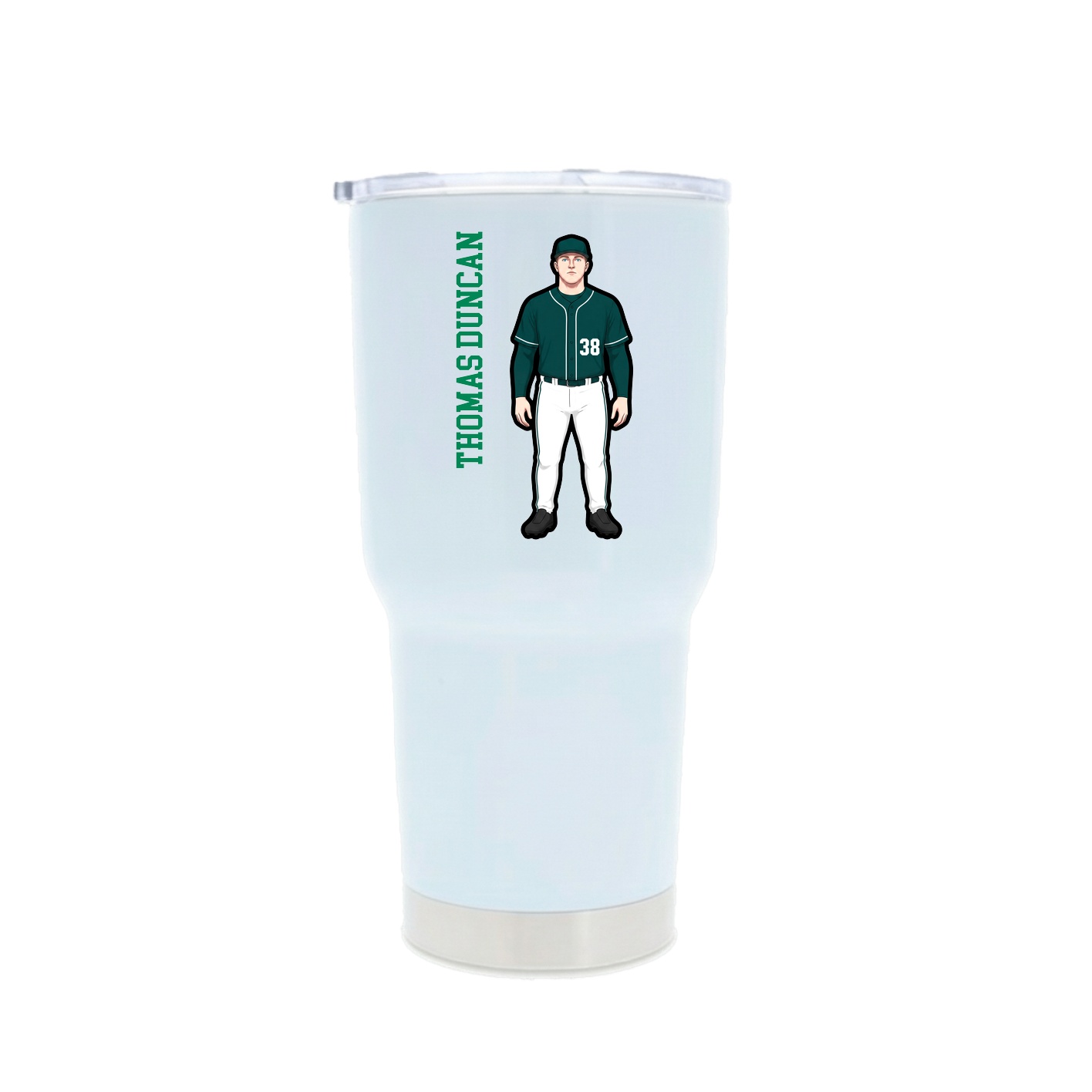 30oz Stainless Steel Tumbler — Name Vertical in White