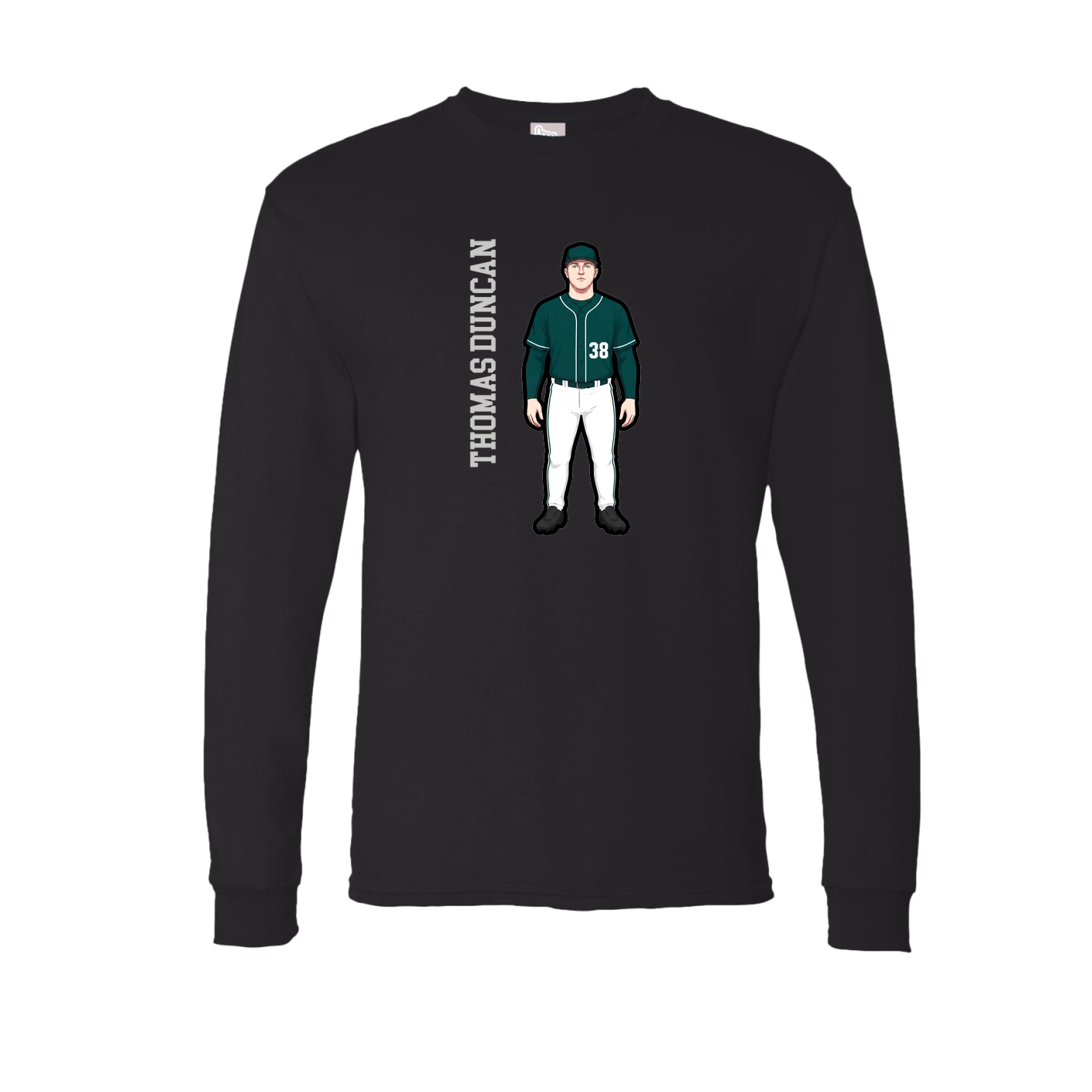 Long Sleeve Tee — Name Vertical in Black