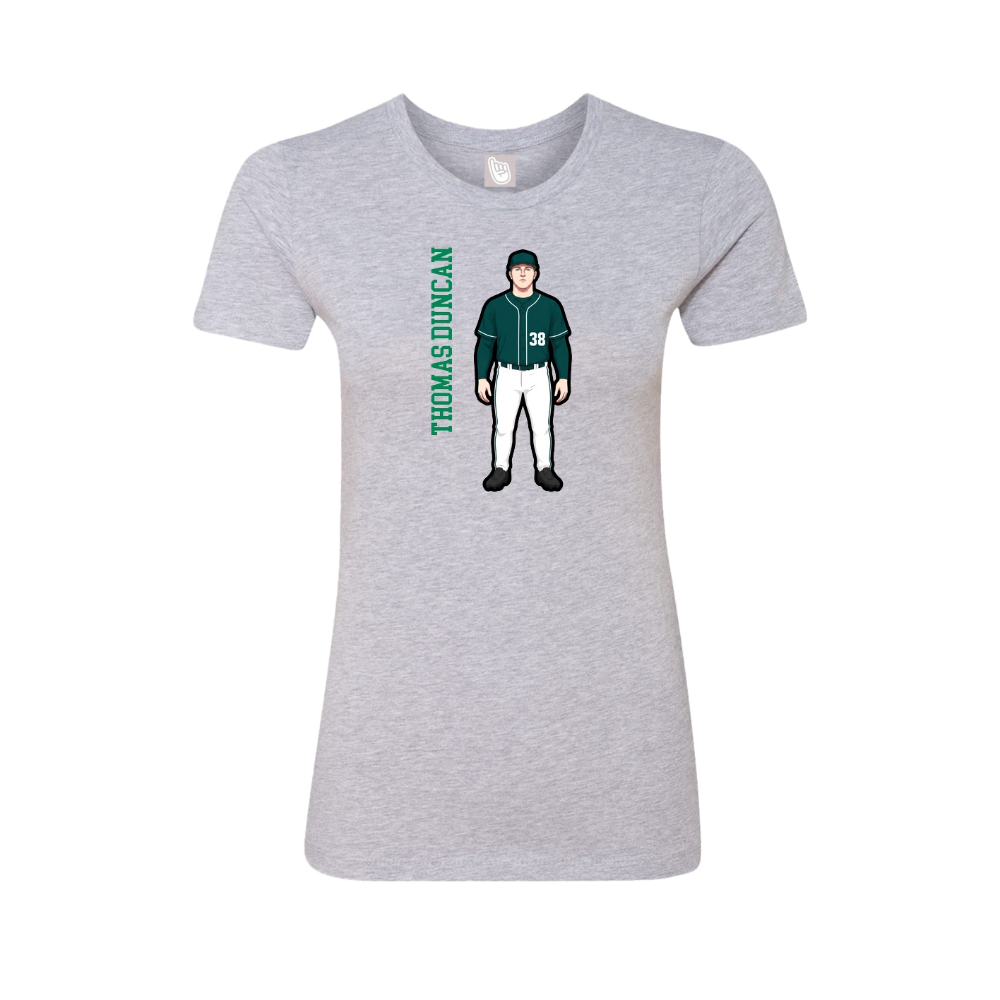 Womens Tee — Name Vertical in Grey