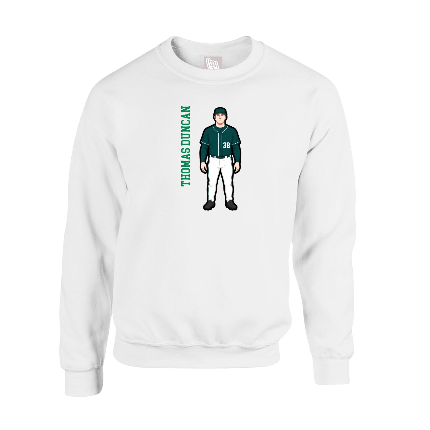 Fleece Crew — Name Vertical in White
