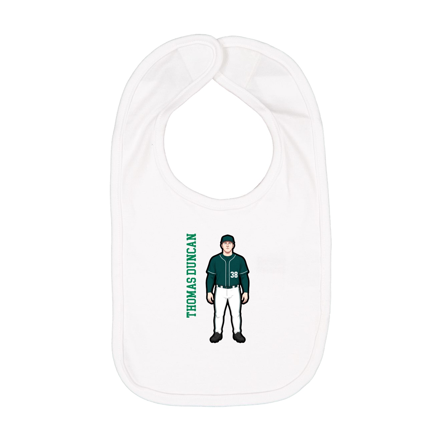 Infant Bib — Name Vertical in White