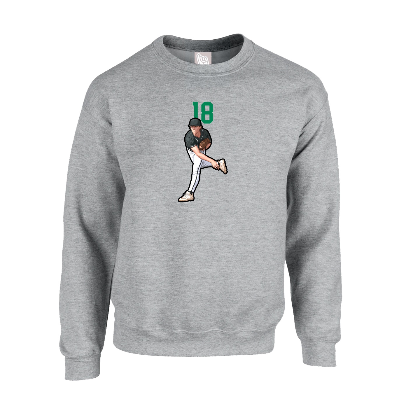 Fleece Crew — Number Top in Grey