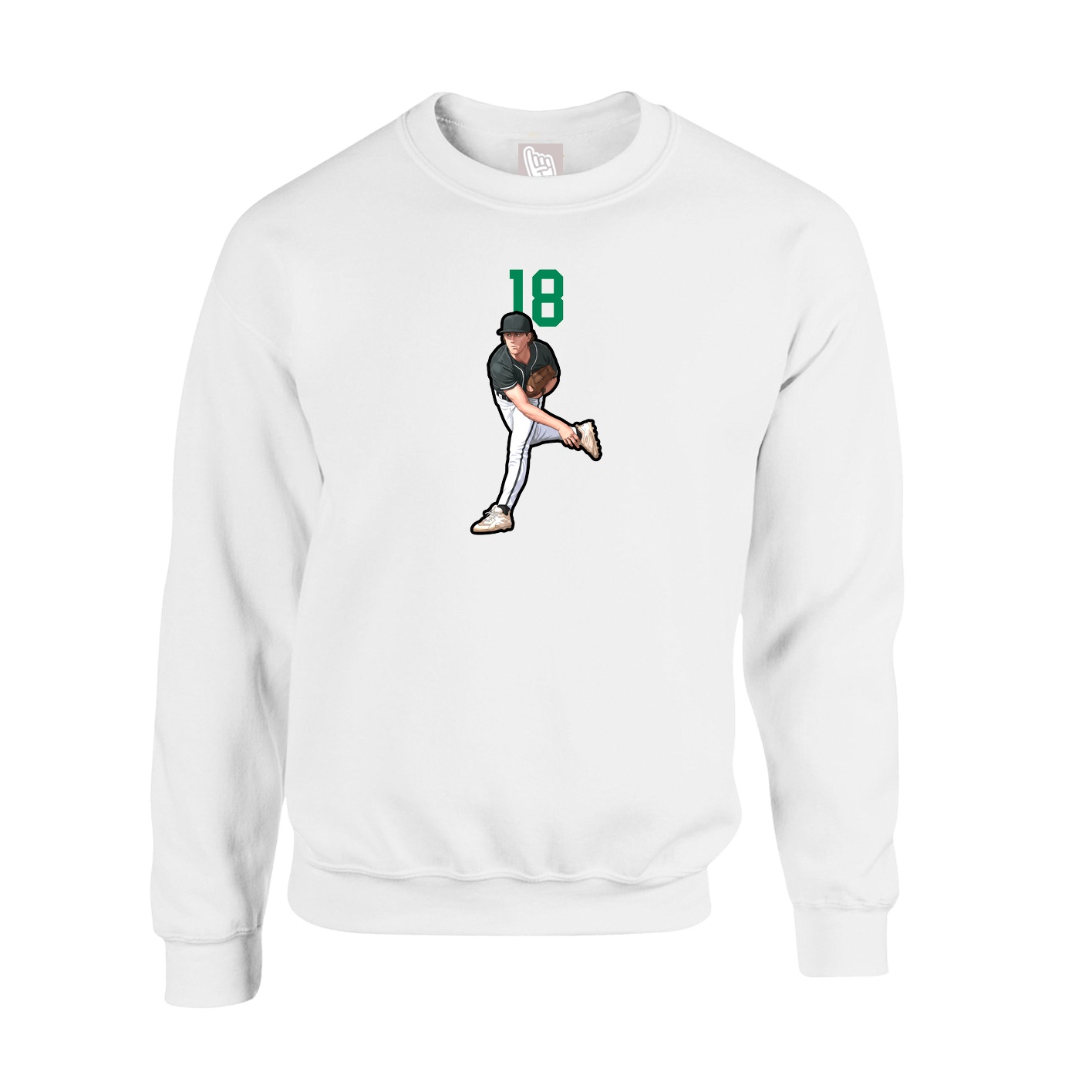 Fleece Crew — Number Top in White