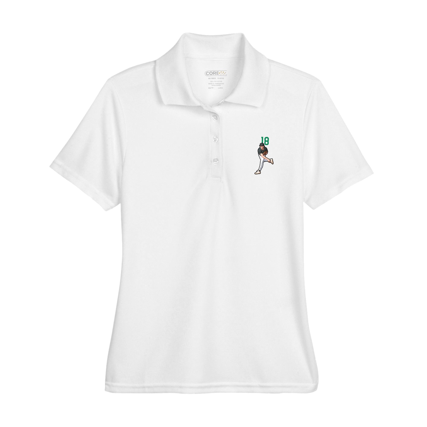 Womens Performance Polo — Number Top in White