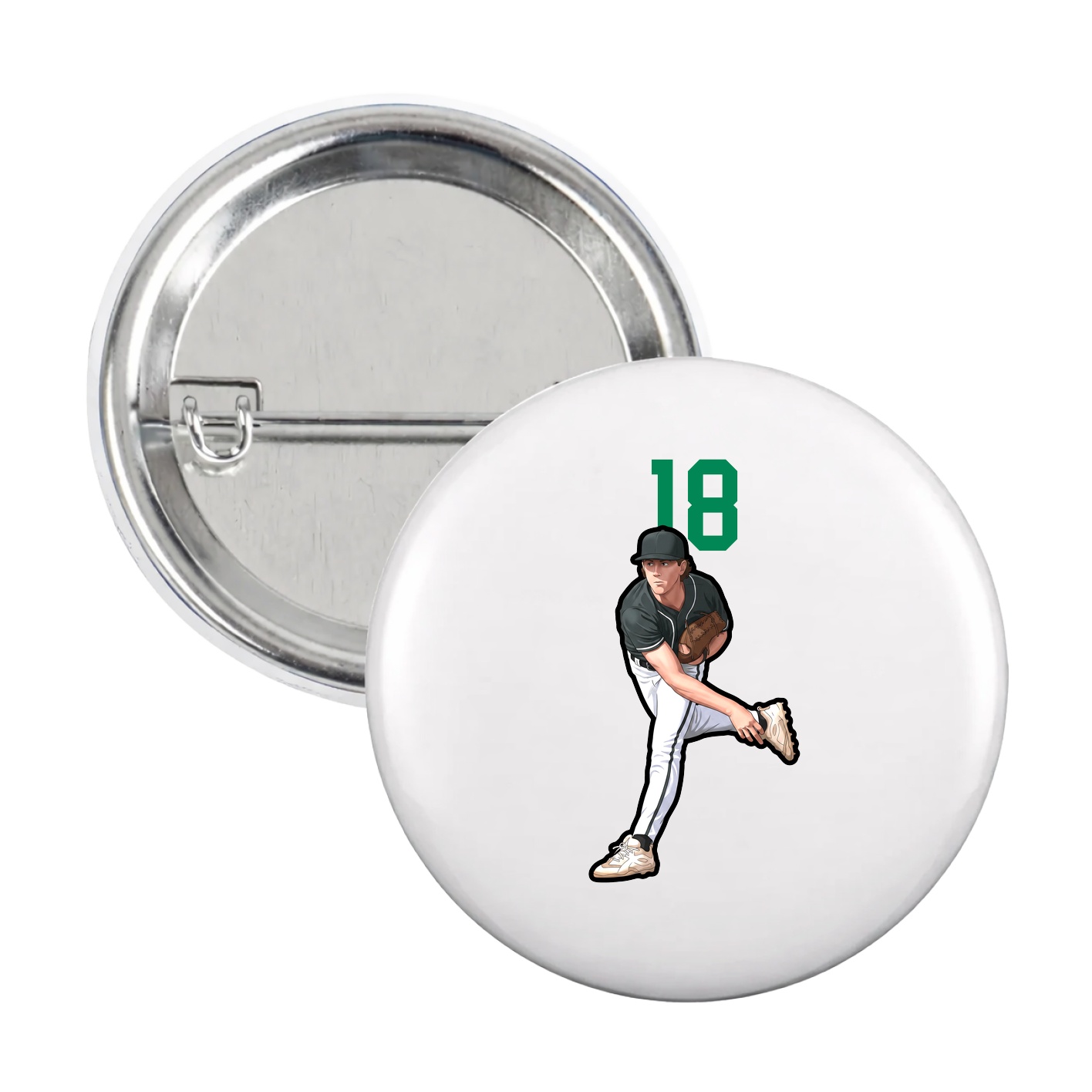 Game Day Button — Number Top in White