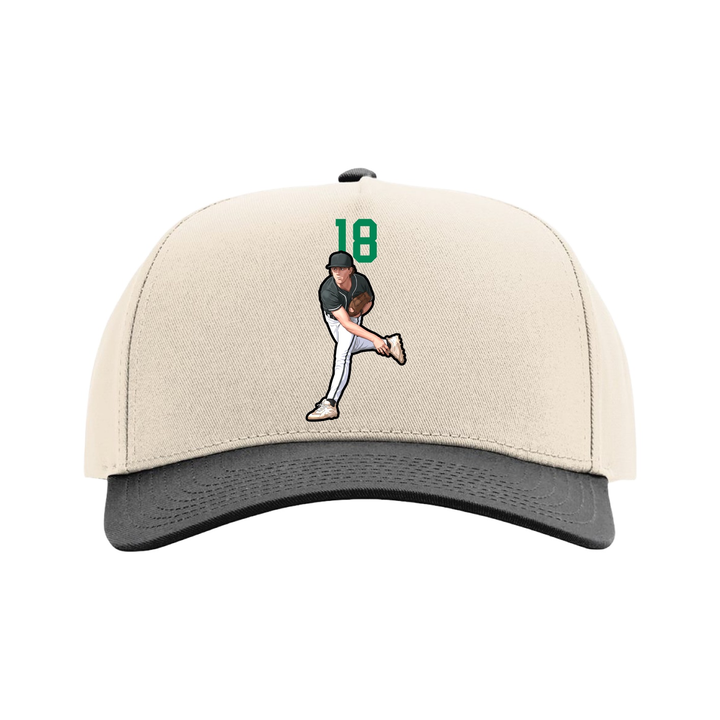 Full Fabric Five-Panel Champ Cap — Number Top in Cream/Black