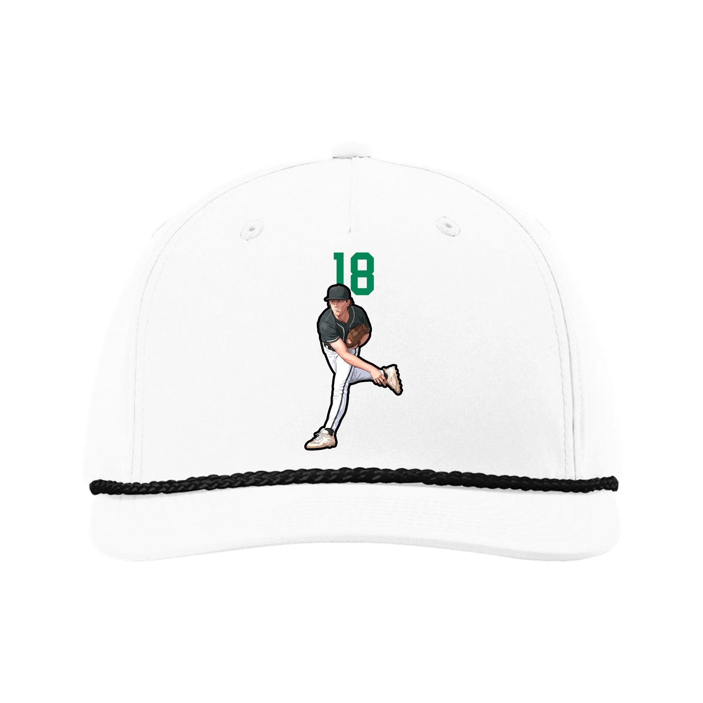 Five-Panel Classic Rope Cap — Number Top in White
