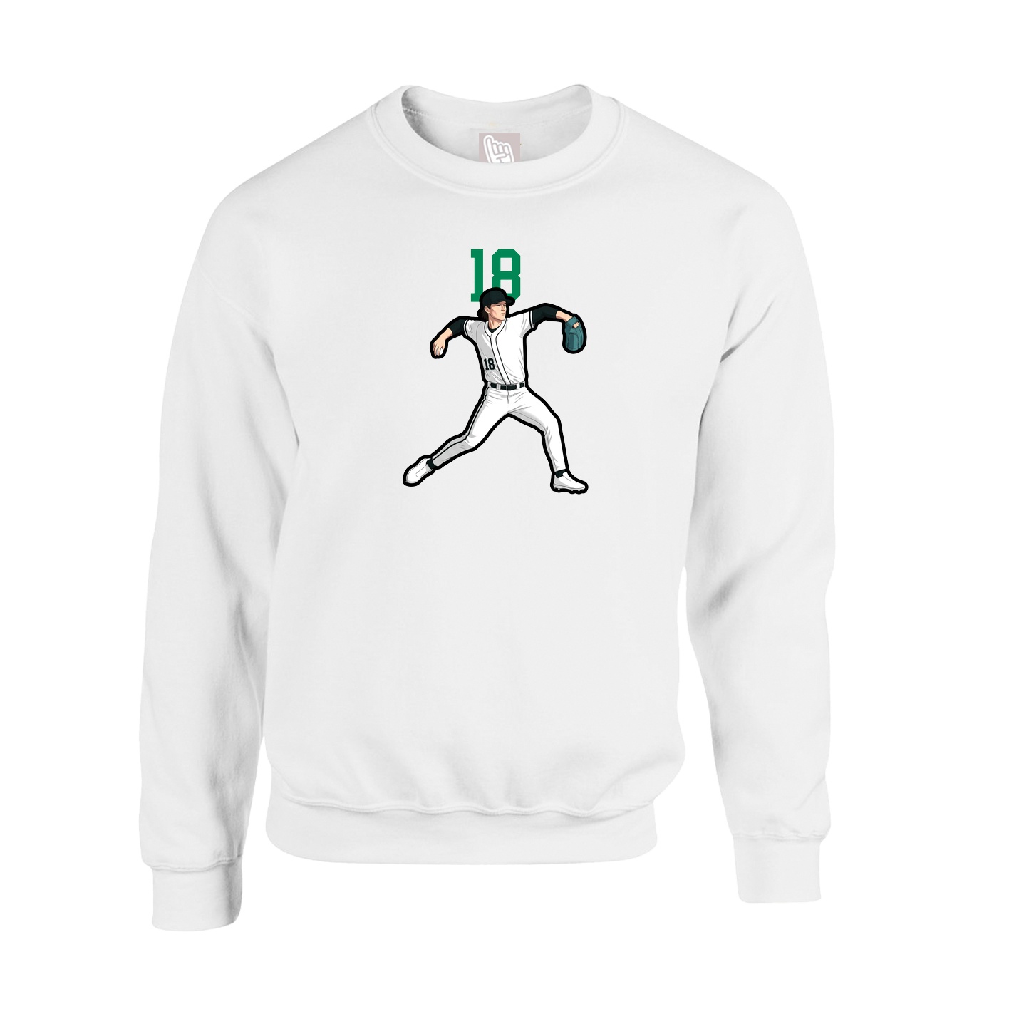 Fleece Crew — Number Top in White