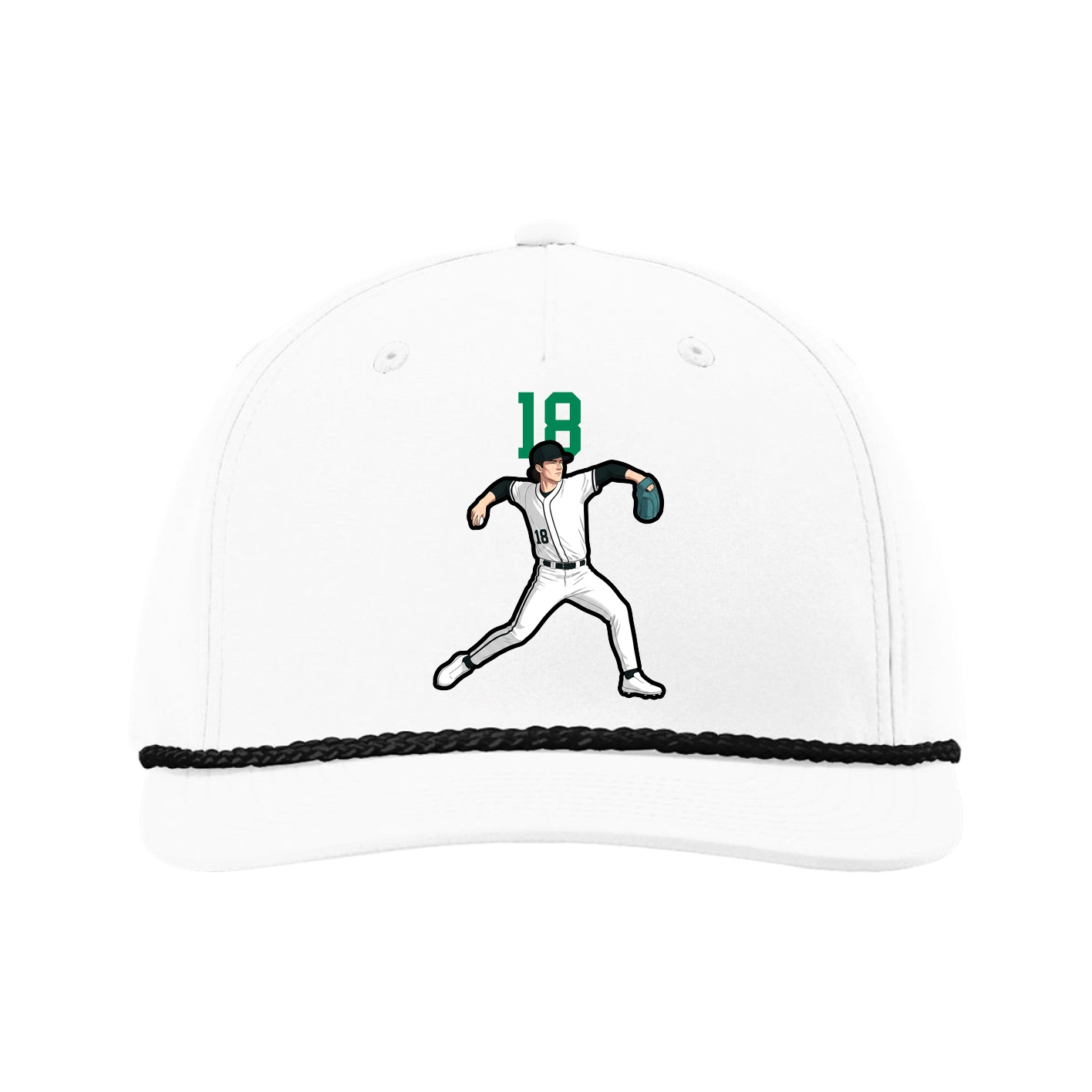 Five-Panel Classic Rope Cap — Number Top in White