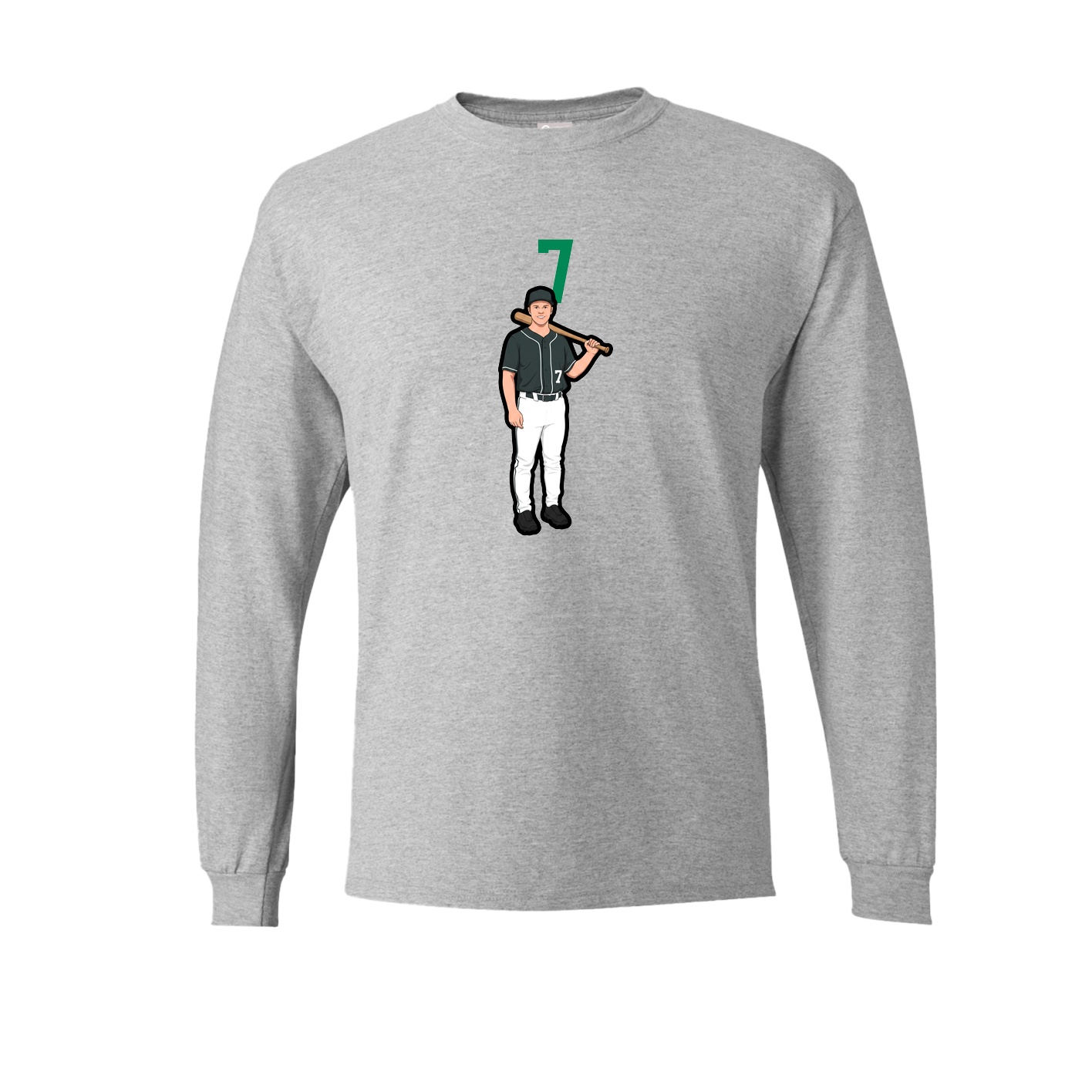 Long Sleeve Tee — Number Top in Grey