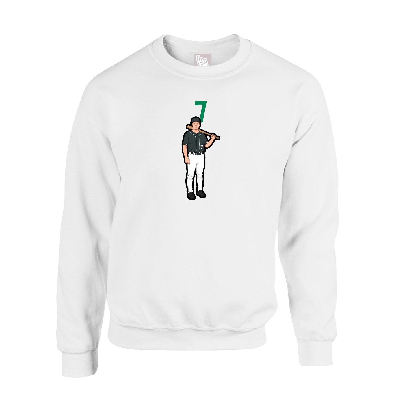 Fleece Crew — Number Top in White