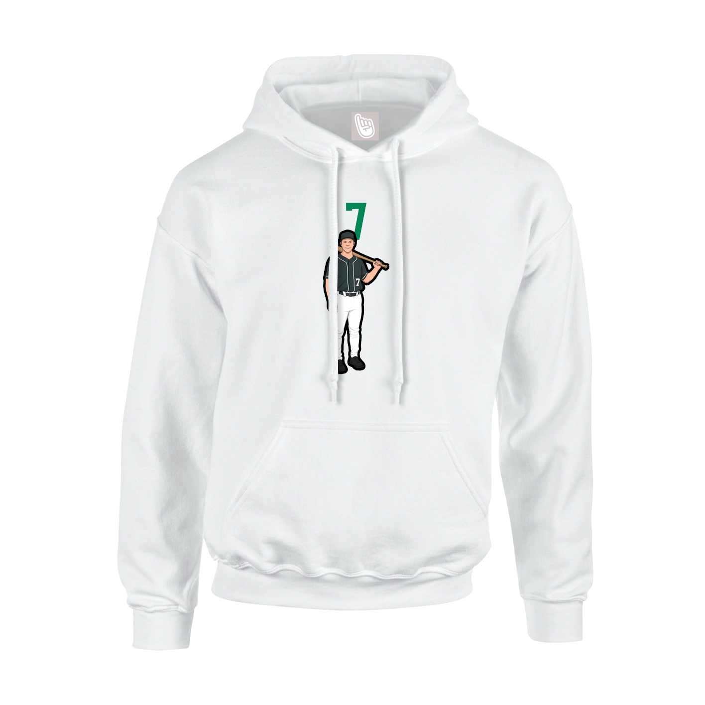Youth Hoodie — Number Top in White