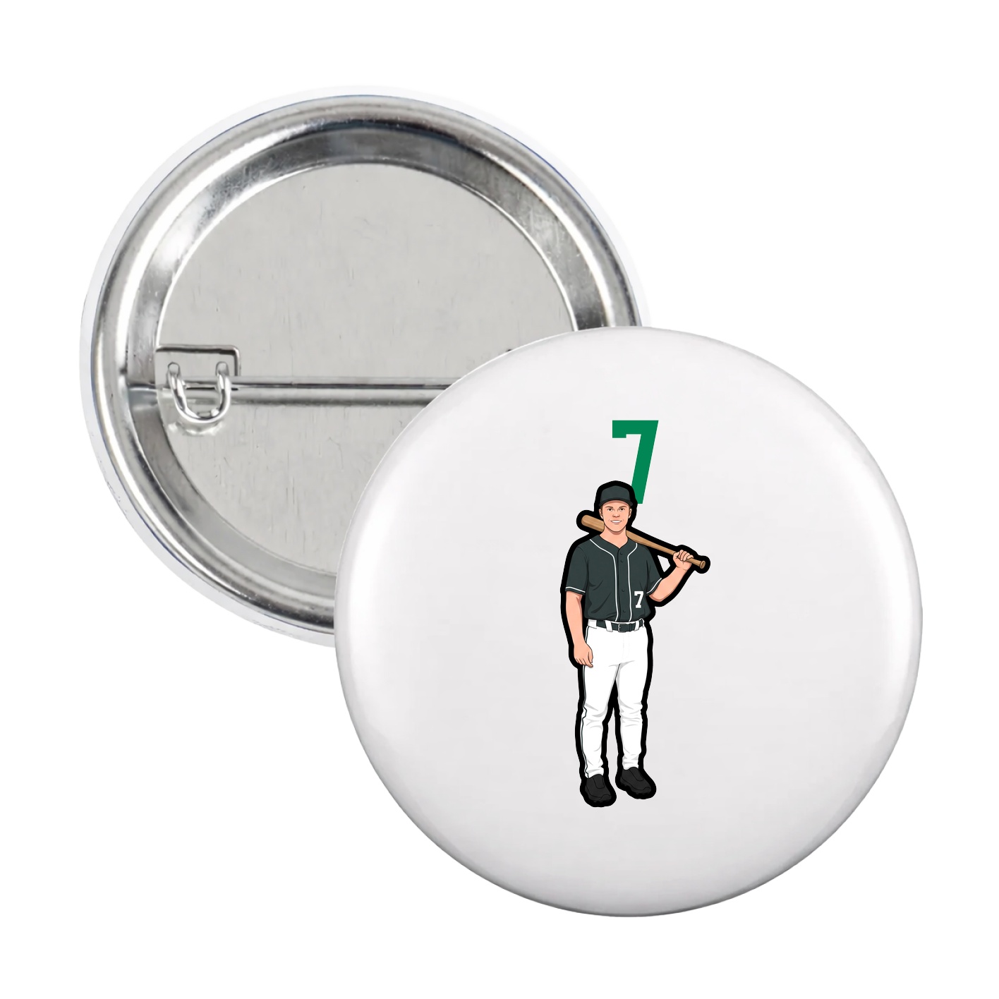 Game Day Button — Number Top in White