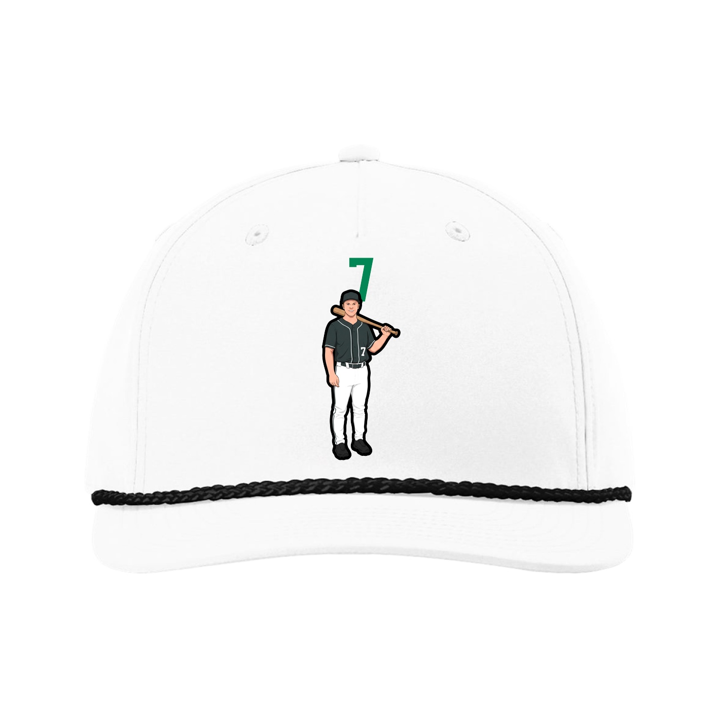 Five-Panel Classic Rope Cap — Number Top in White