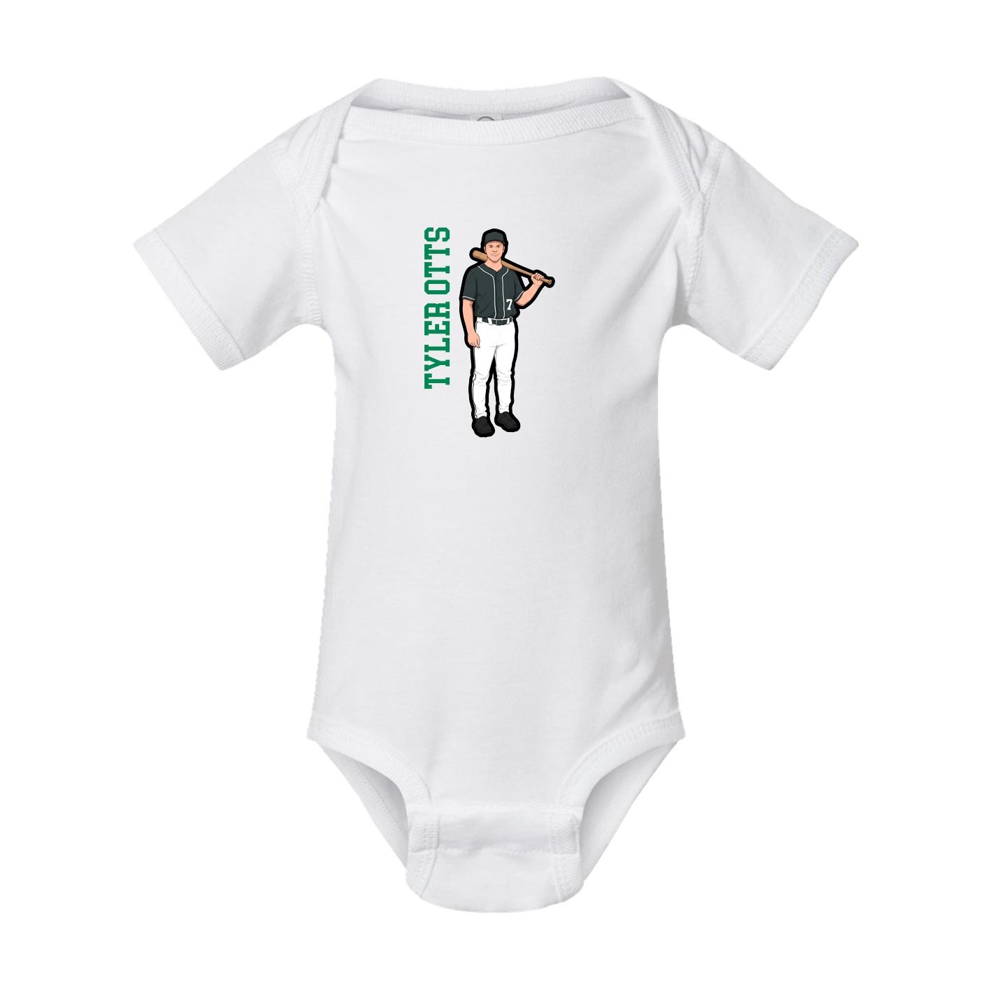 Baby Onesie — Name Vertical in White
