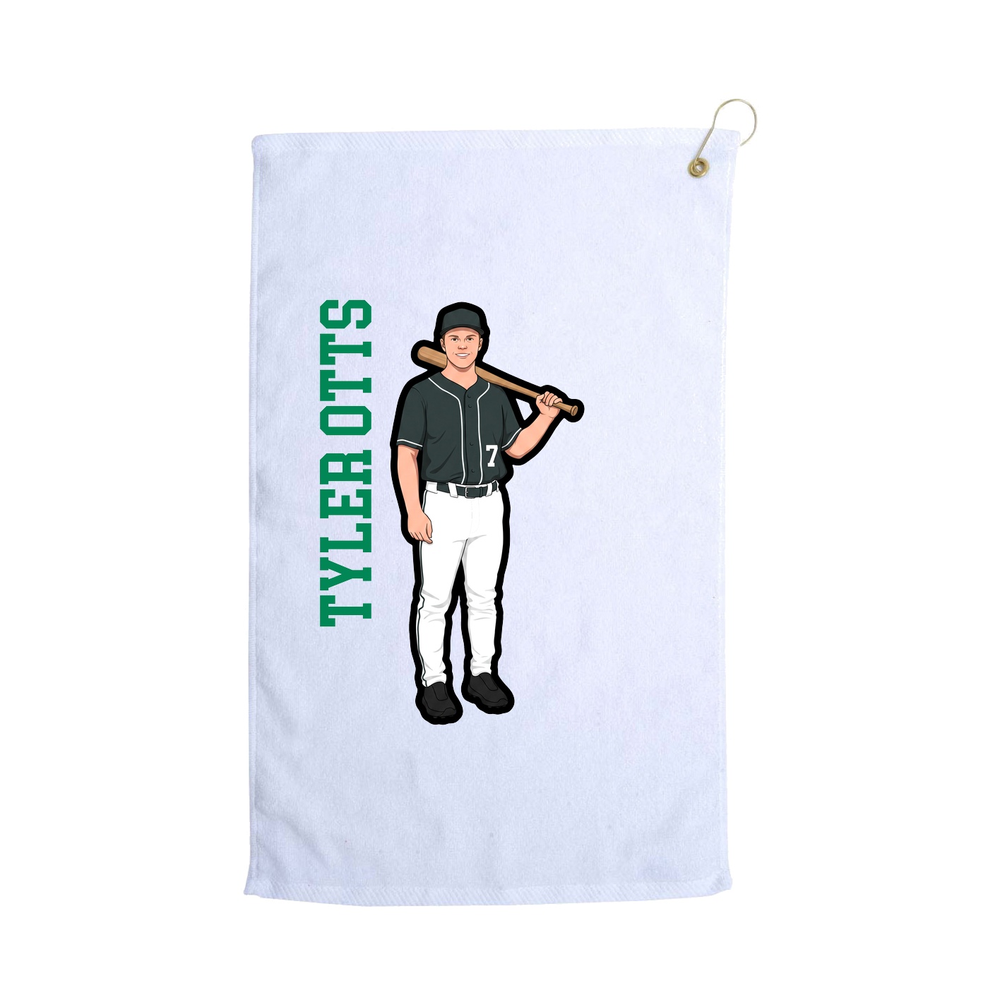 Golf Towel — Name Vertical in White