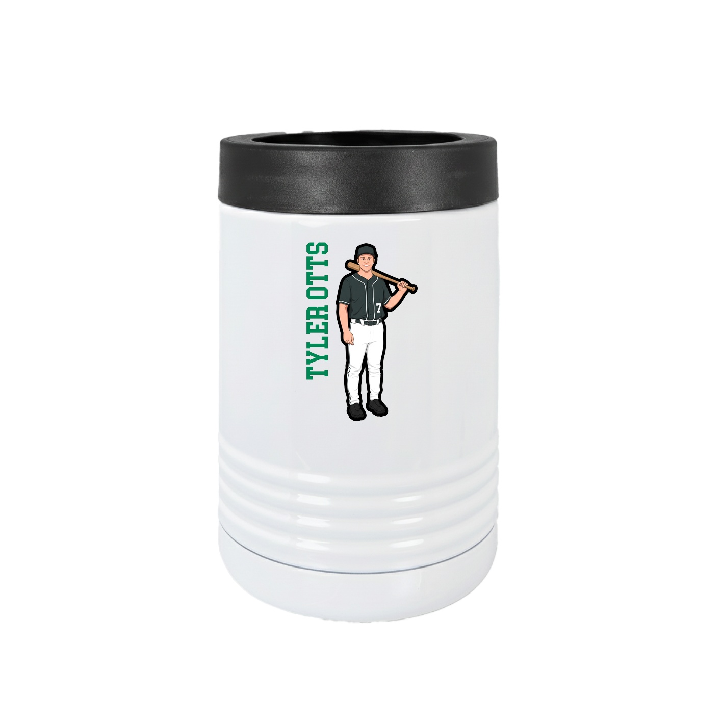 Beverage Holder — Name Vertical in White
