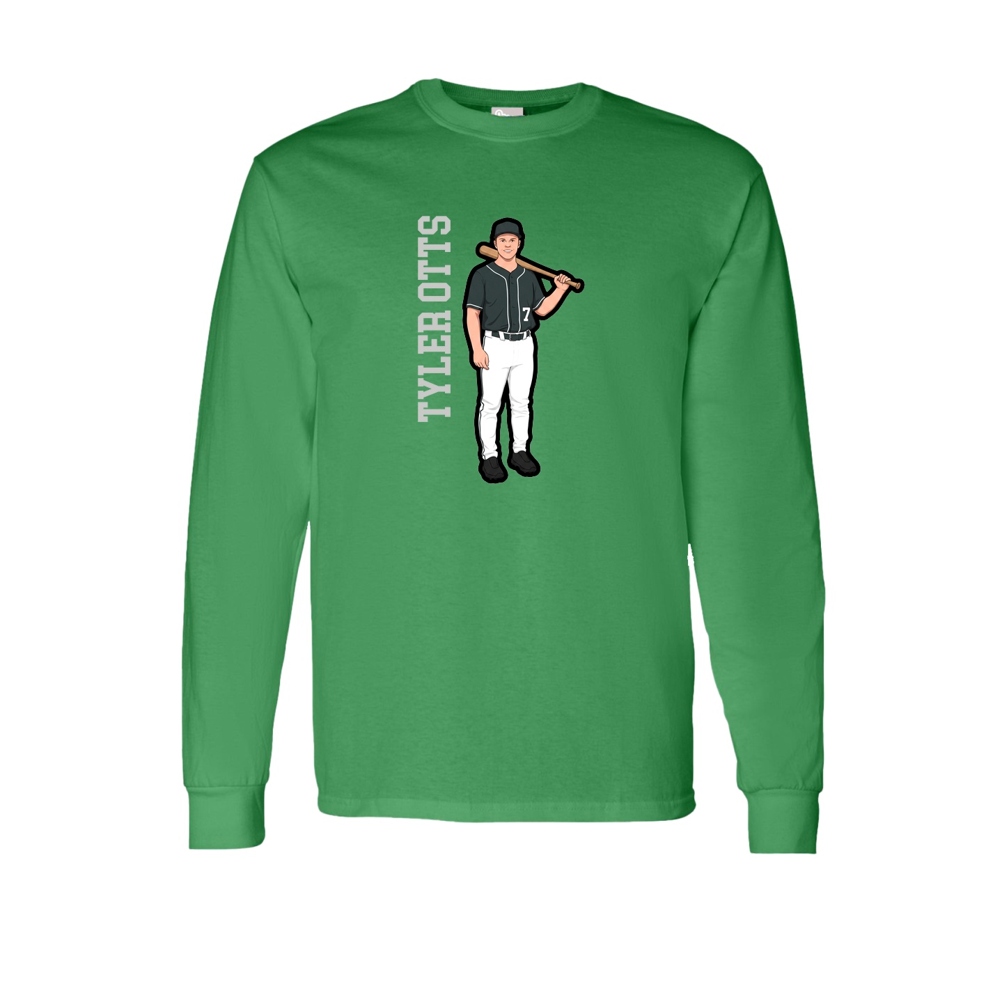 Long Sleeve Tee — Name Vertical in Green