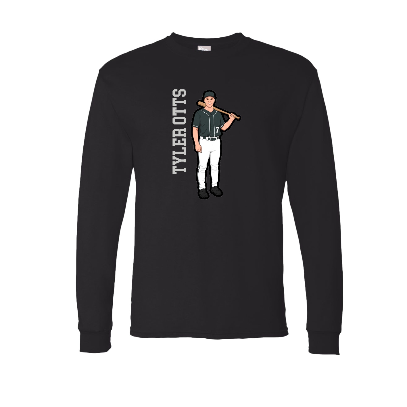 Long Sleeve Tee — Name Vertical in Black