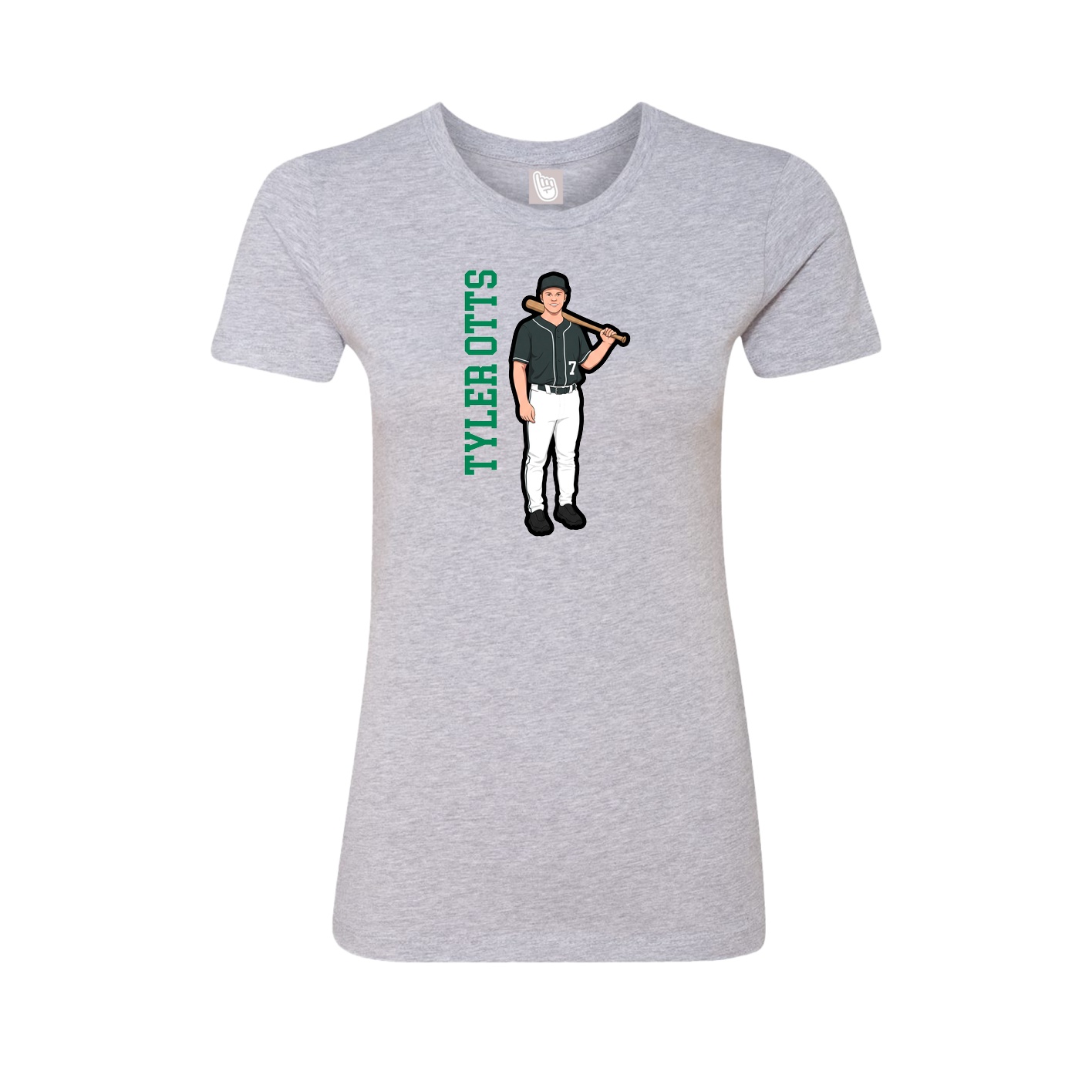 Womens Tee — Name Vertical in Grey