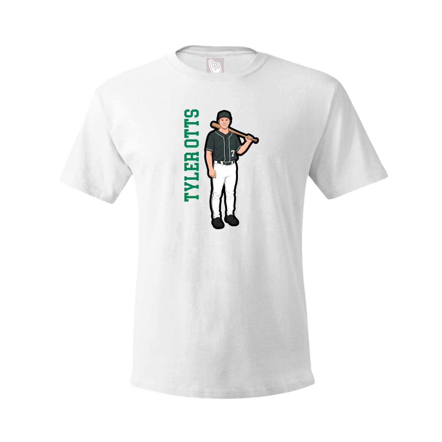 Youth Tee — Name Vertical in White
