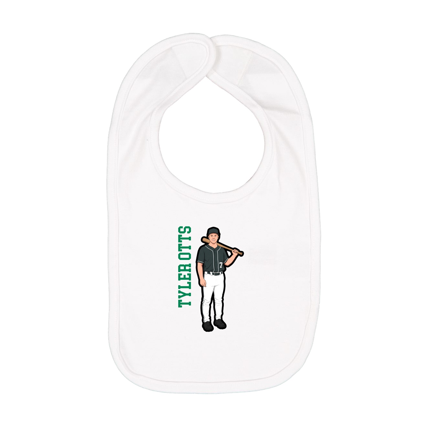 Infant Bib — Name Vertical in White