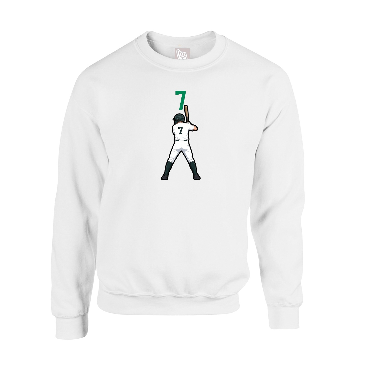 Fleece Crew — Number Top in White