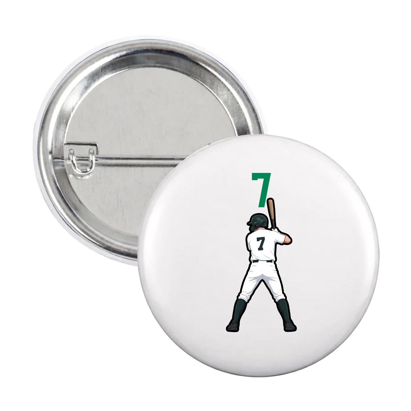 Game Day Button — Number Top in White