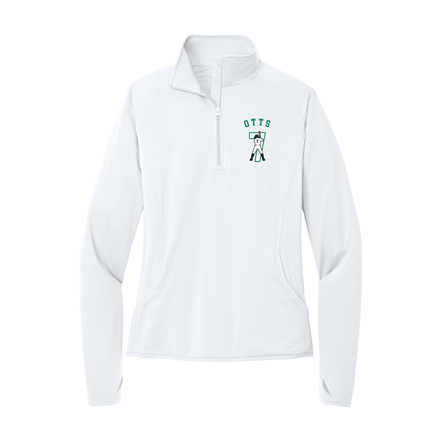 Women's Q-Zip Pullover — Shirsey Arch in White