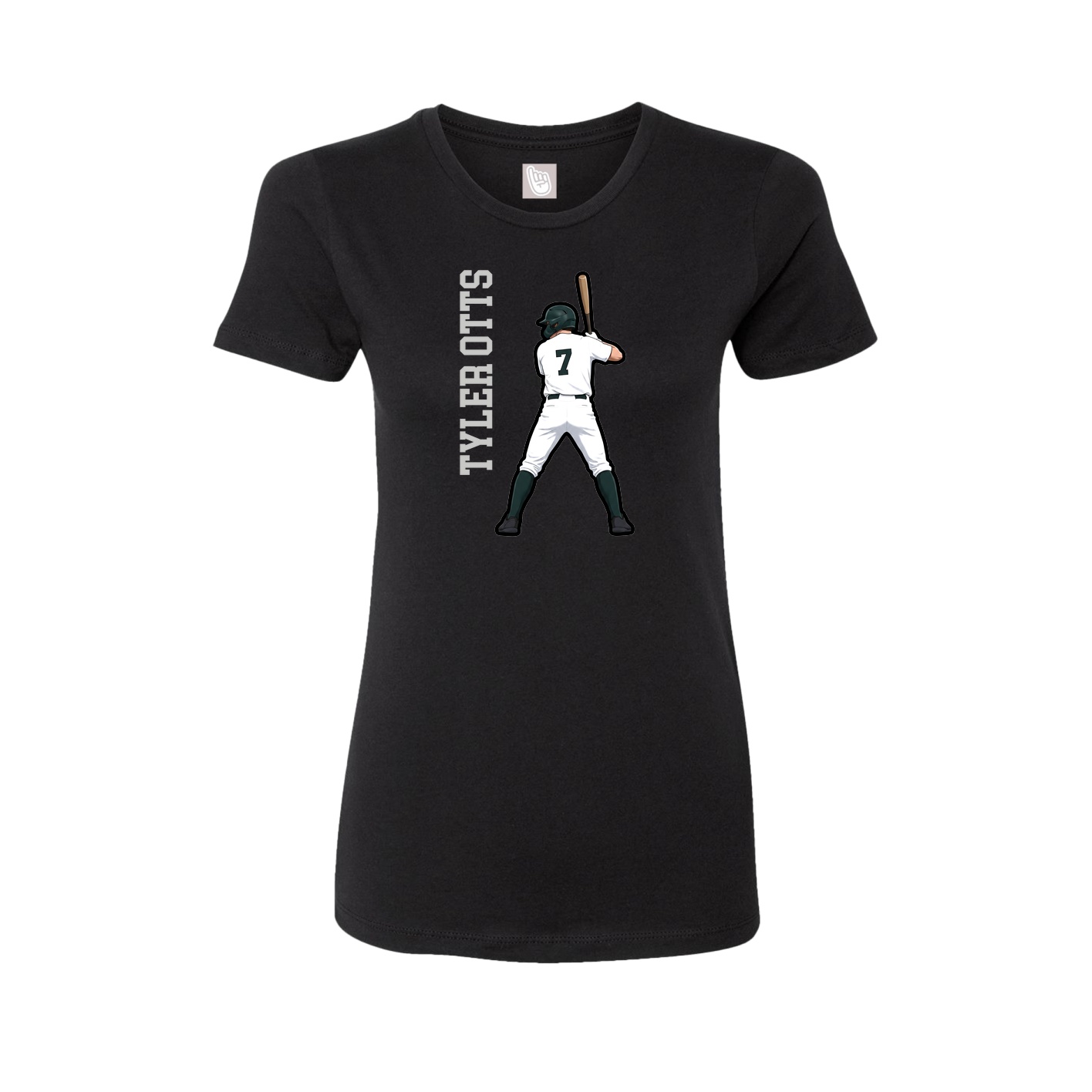 Womens Tee — Name Vertical in Black